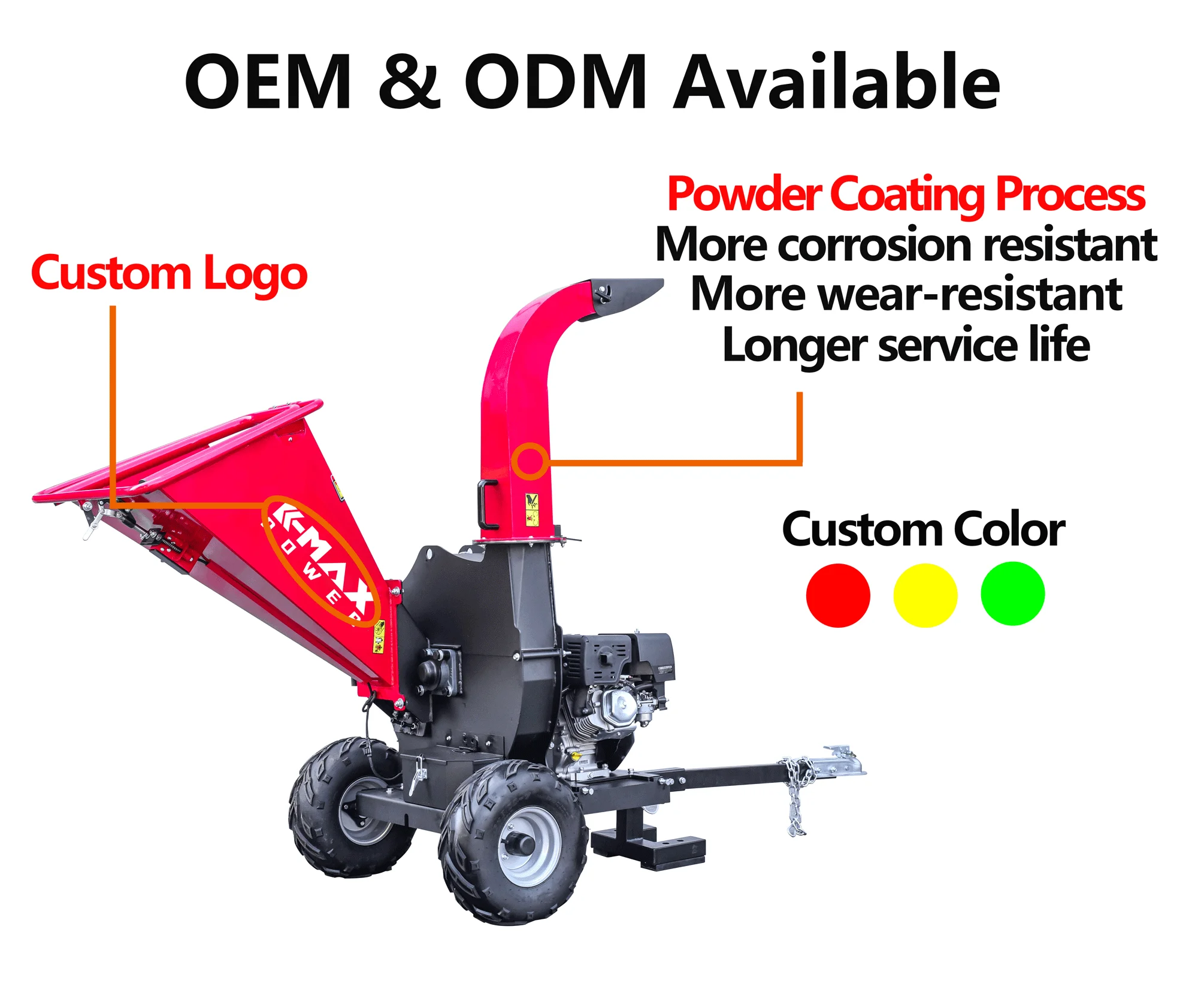 China Factory Price With OEM 15hp Engine Tree Shredder Log Wood Crushe Mulcher Chipper Branch Wood Chipper Shredder