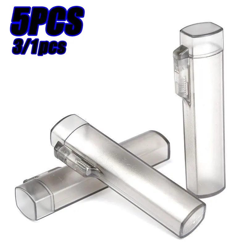 1-5pcs Portable Transparent Plastic Toothpick and Swab Storage Box,Leak-Proof Travel Organizer with Metal Cylinder Design