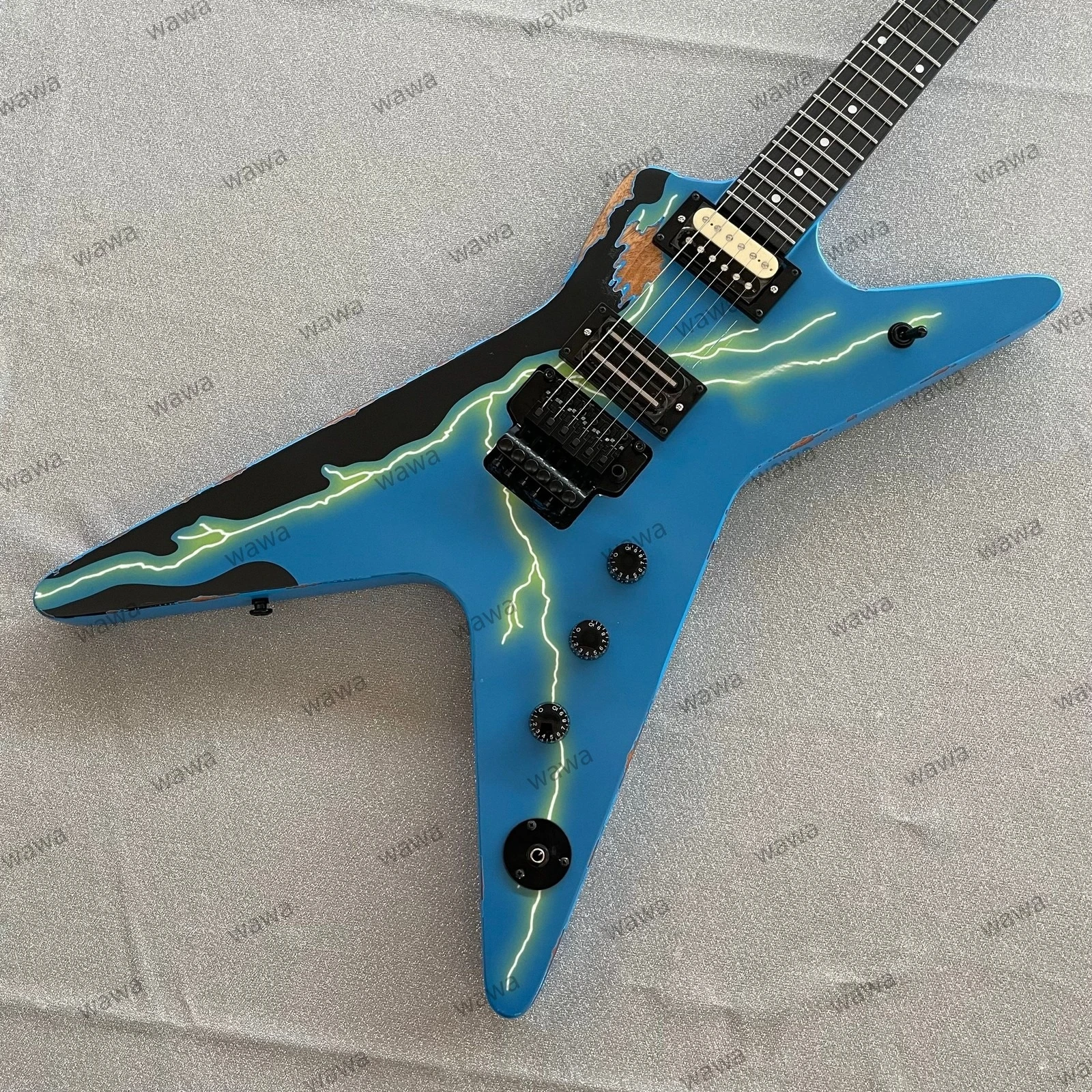 2026 Aged Guitar Stainless Rounded Fret Edge FR Bridge Blue Stock Guitar