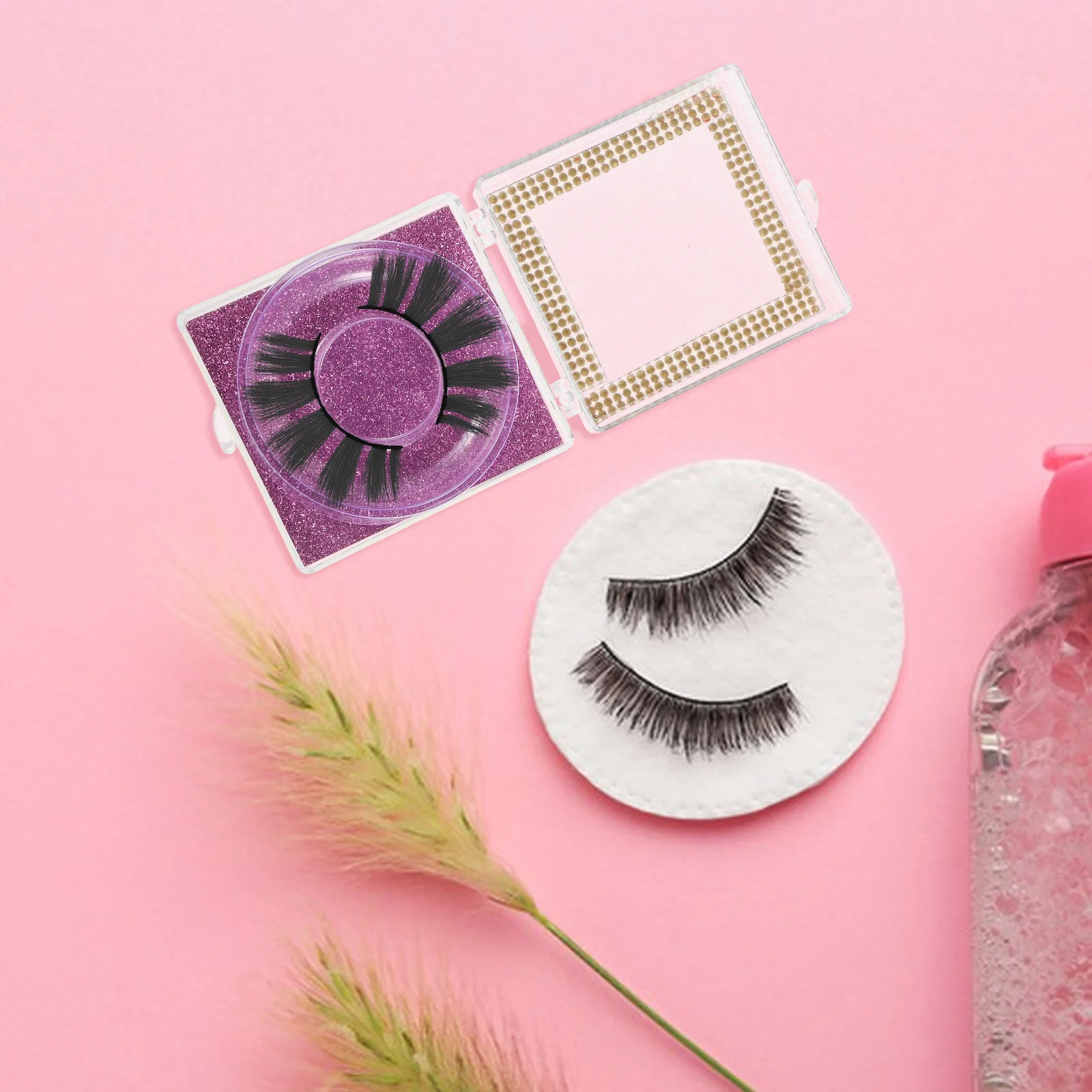 

2Pcs Transparent Eyelash Storage Case Portable Travel False Lash Holder Compact Plastic Organizer Clear Eyelash Box