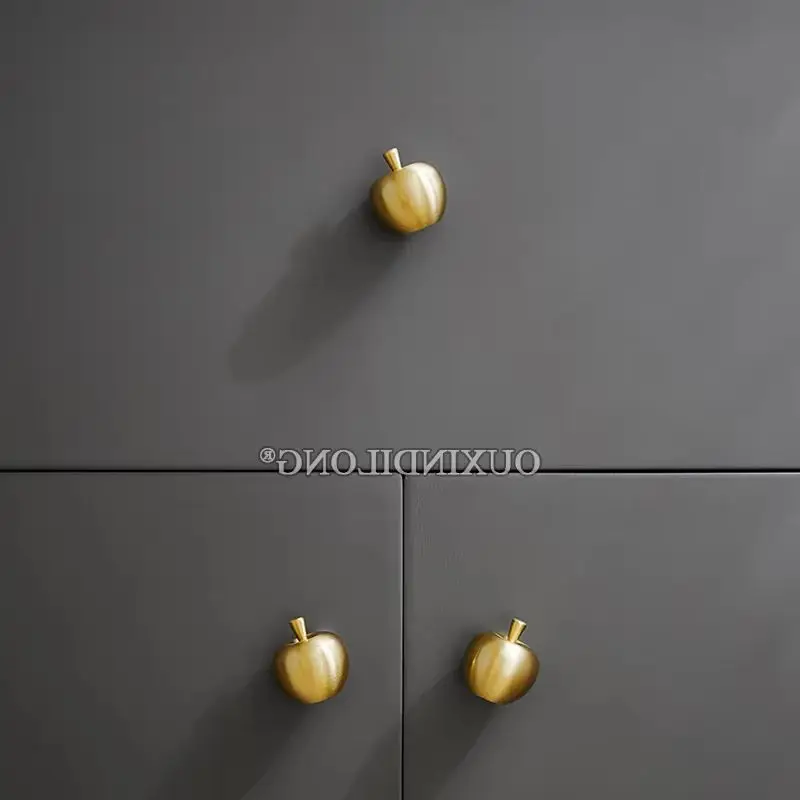 10PCS Solid Brass Apple/Gourd Furniture Pulls Handles Drawer Knobs Cupboard Wardrobe Closet Dresser Wine Cabinet Pulls Knobs