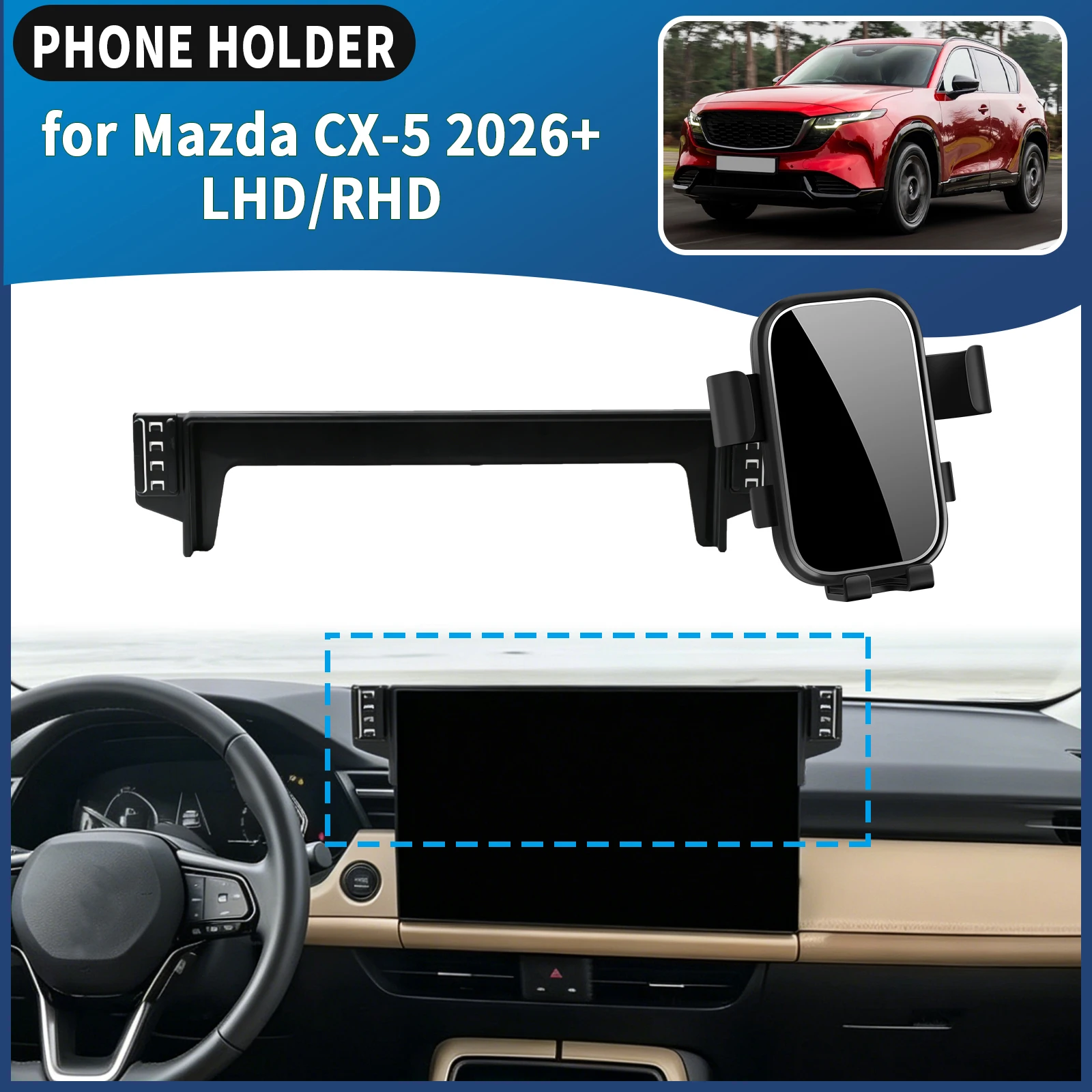 for Mazda CX-5 2026 2027 2028 LHD RHD Car Phone Holder Mount Vehicle-Specific GPS Navigation Easy Installation accessoires