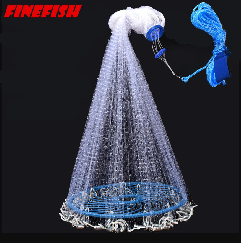 

High Strength Line Cast Net Fishing Net With Disc Small Mesh American Style Throw Network Outdoor Casting Net