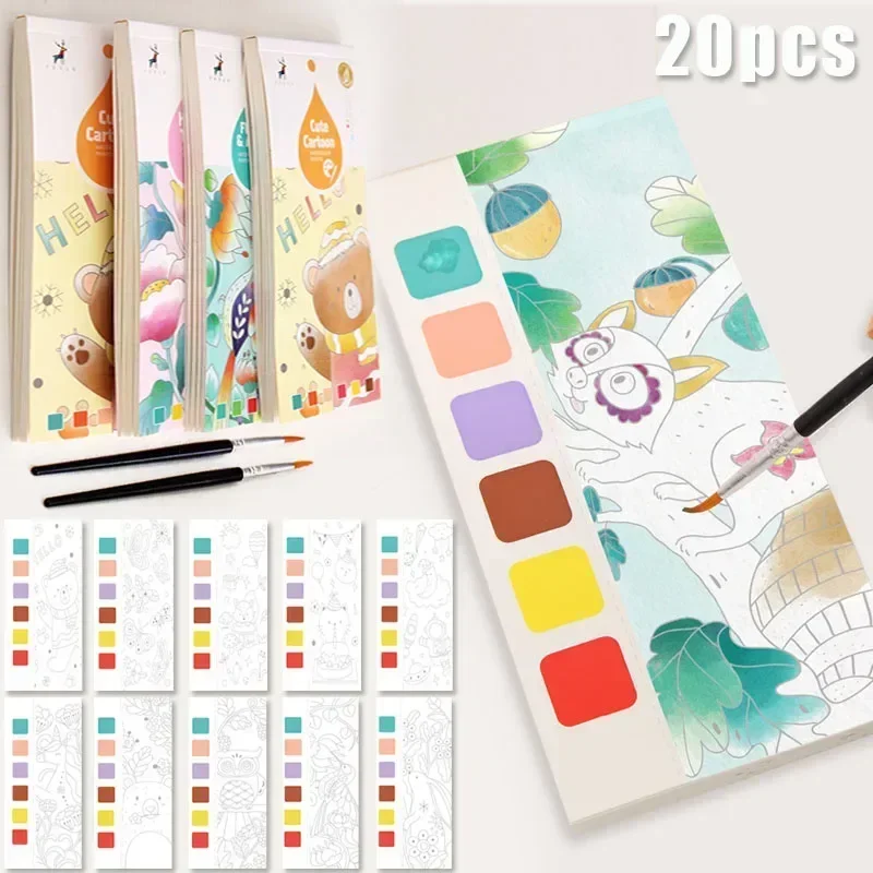 20 fogli portatile bambini pittura ad acquerello libro pittura con acqua bambini Gouache Graffiti immagine colorazione disegno giocattoli regali