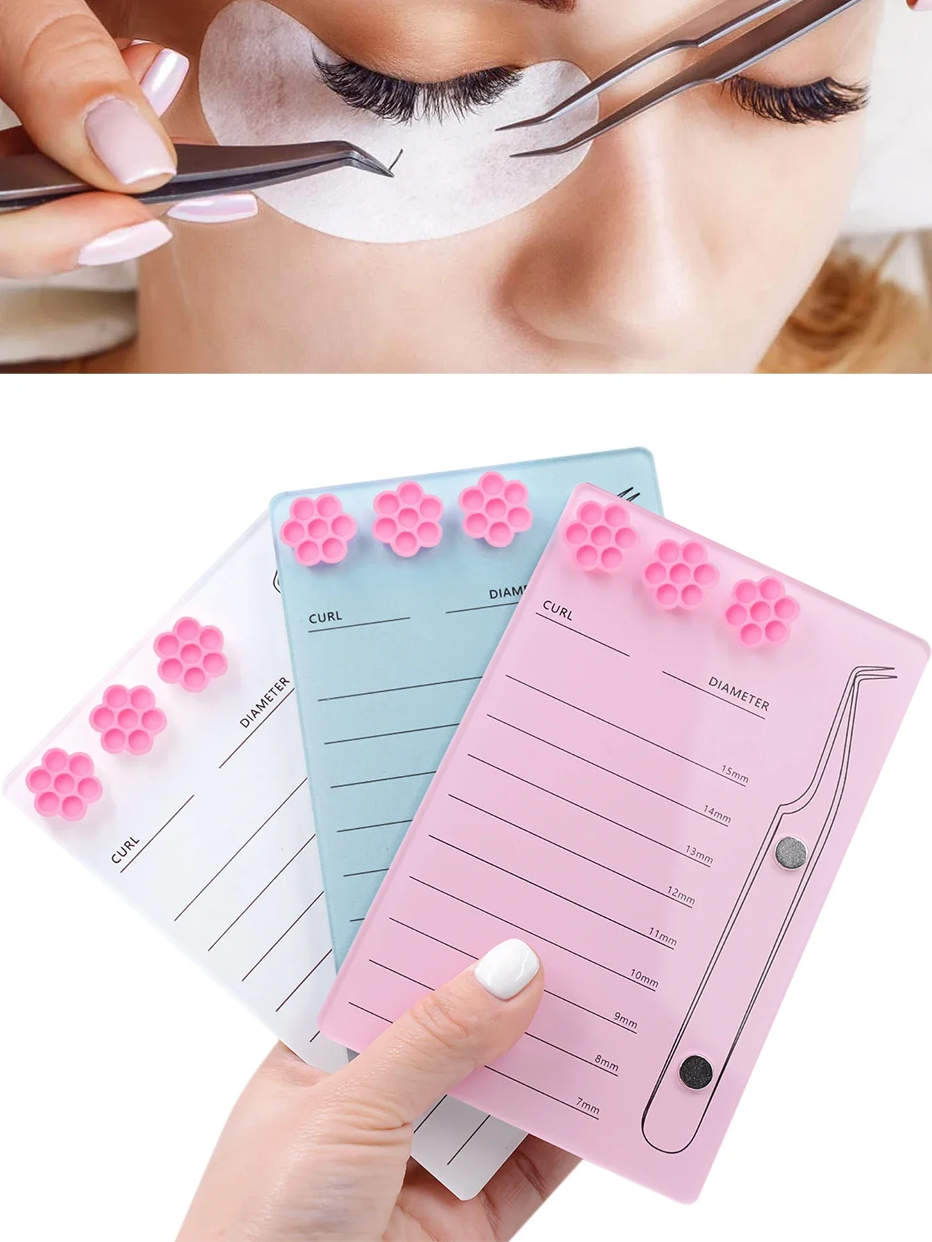 Wimpernverlängerungs-Maßstabhalter Magnetisches Acryl-Wimpernbrett mit Klebstoffschale Falsche Wimpern-Pads Wimpern-Make-up-Werkzeuge Großhandel – Detail 1