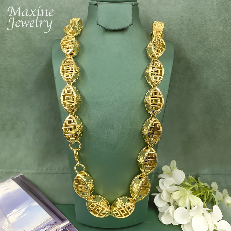 29.5inch Long Very Big Size Bold Thick Chain Gold Plated Hip Hop Necklace Jewelry Set for Man Engagement Jewellery Luxury Gifts