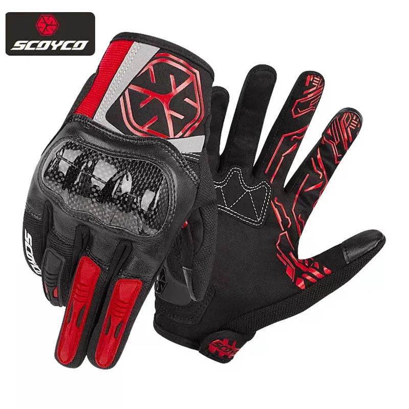 

Summer SCOYCO Men's Motorcycle Gloves Carbon Fiber Protection Breathable Touch Screen Motorbike Biker Gloves Moto Guantes