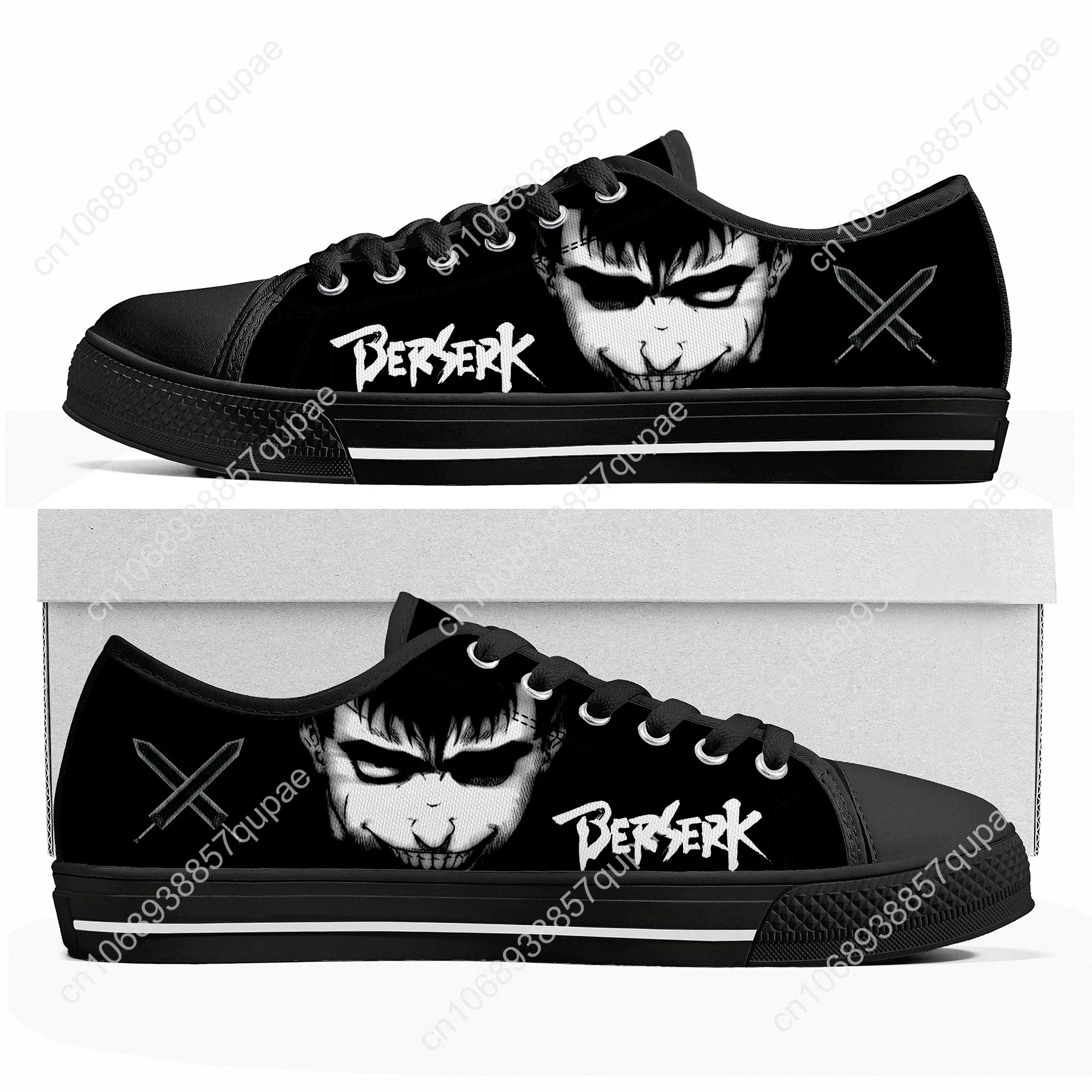 Berserk Guts Black Swordsman Low Top Sneakers Mans Womens Teenager High Quality Shoes Casual Tailor-Made Canvas Sneaker Shoes