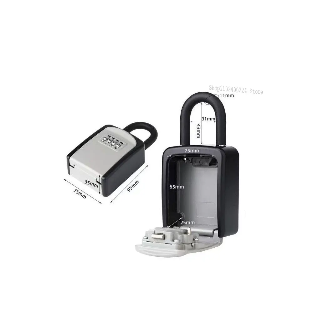 Key Lock Box 4 Digit Combination Key Safe Box Waterproof Key Storage Lock Box with Removable Chain Security Anti-theft