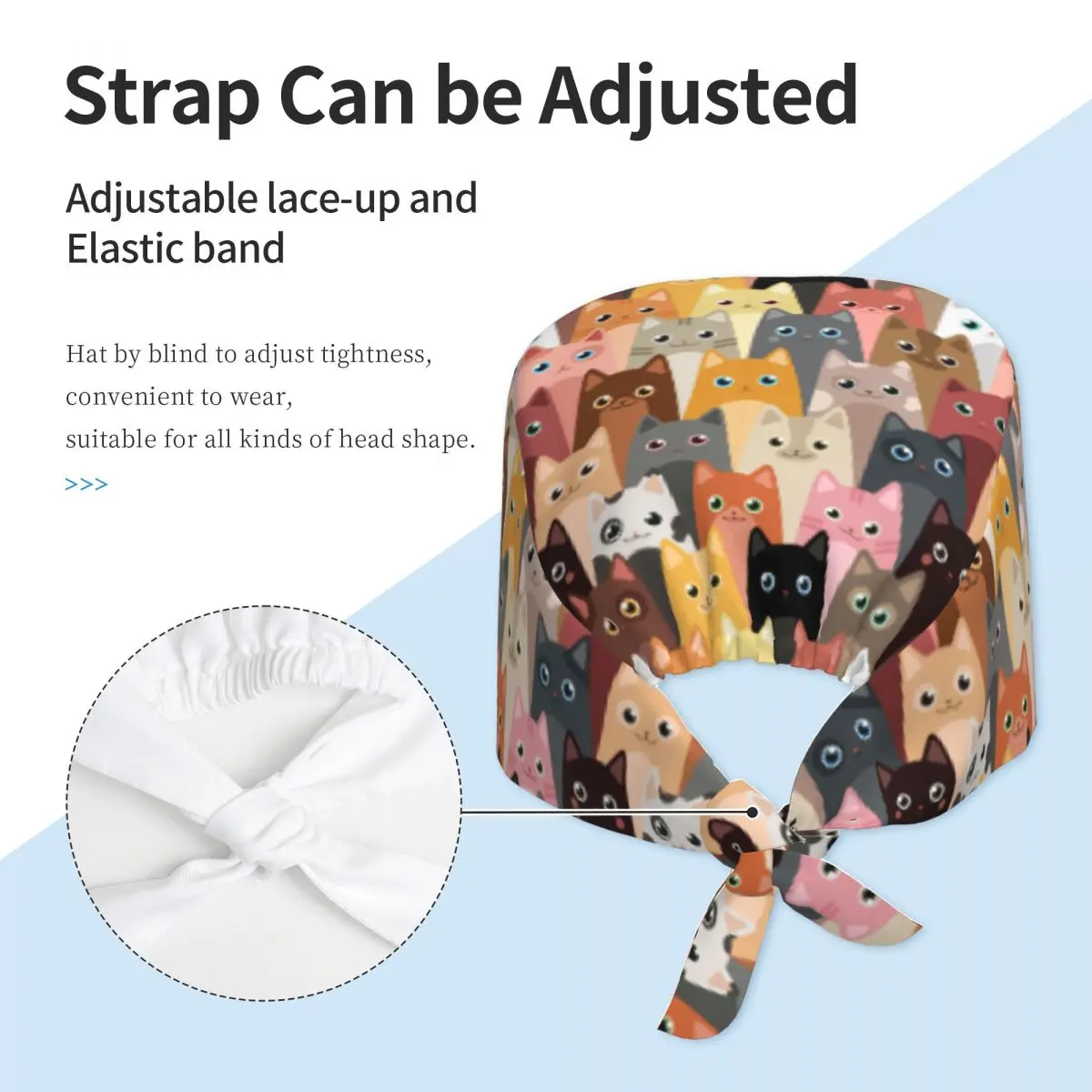 Fashion Work Hat Cartoon Cute Cats Casual Wash Hat Bag Cap Articulos