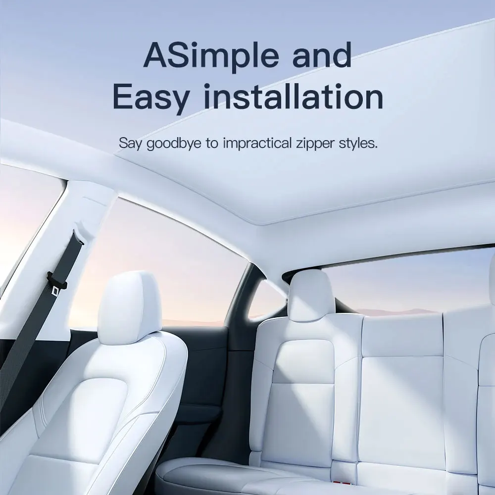 Sonnenschutz für Tesla Model 3 Schiebedach Highland 2025 Model Y 2020-25 – Sonnenschutz aus Eistuch mit Schnallen für Glasdach vorne und hinten, Zubehör – Detail 8