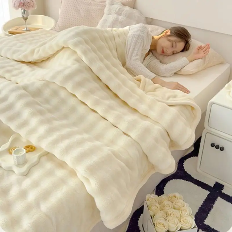 L9BE Cuddly Blanket, Elegant Plain Blankets Optional Color Soft Plushie Couch Throw