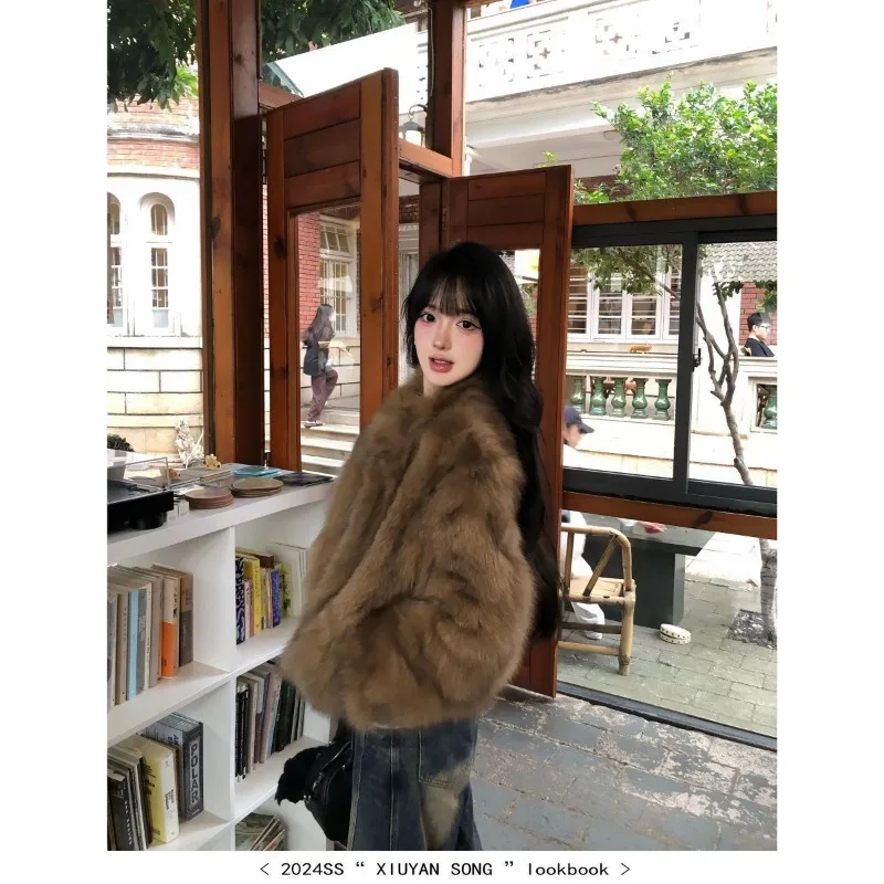 فرو الثعلب البني الصديق للبيئة للنساء نمط قصير شتاء جديد حار نمط سميكة مزاجه الفراء #4