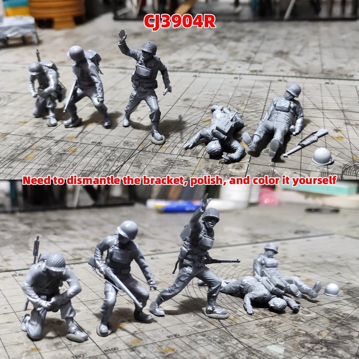 1/35 1/48 1/72 Maßstab Modellbausatz 3D Harz Miniatur-Soldatenfiguren US-Sturmtruppen Deutsche Verteidiger Unbemalt Unmontiert Diorama – Detail 7