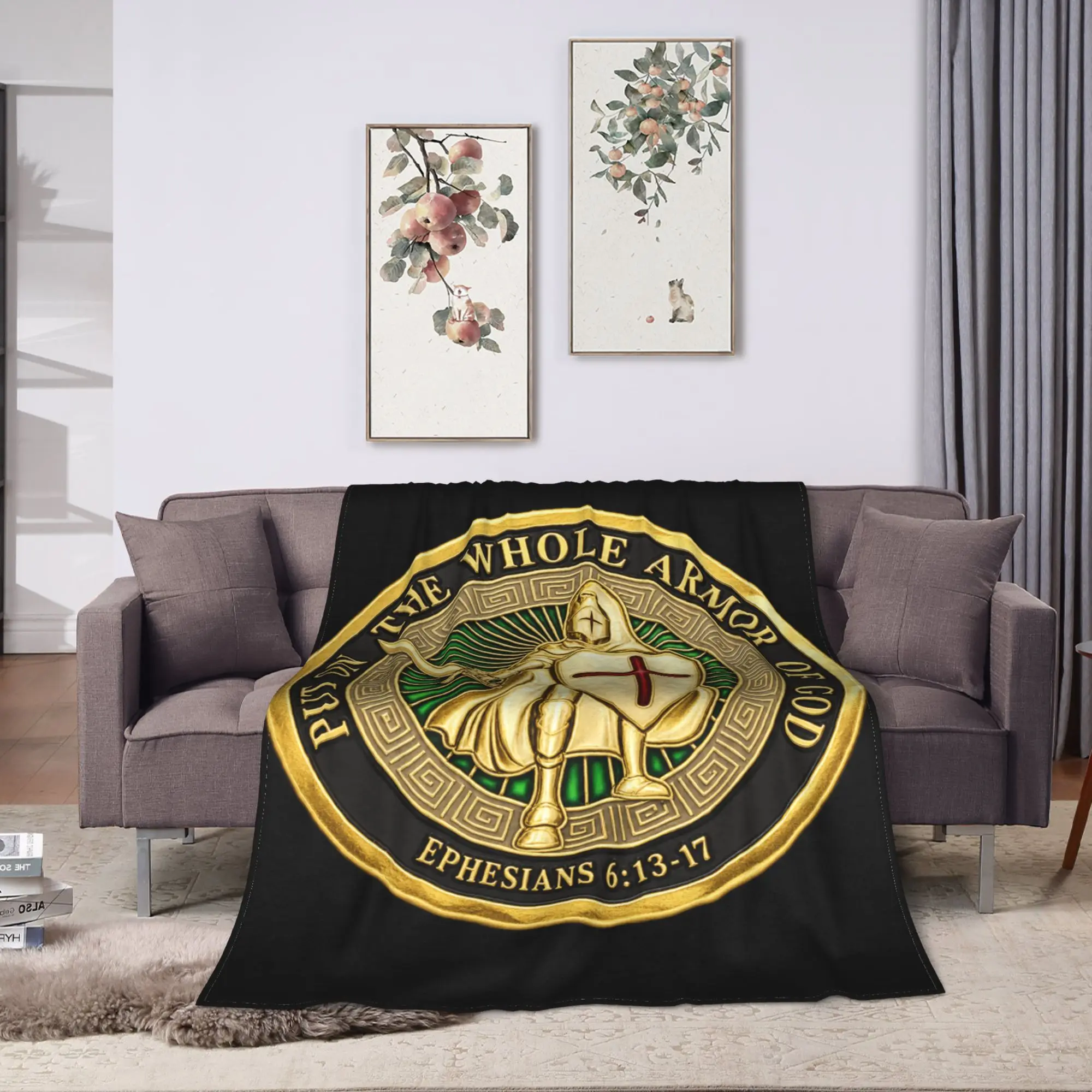 Put on The Whole Armor of God Super Warm Blanket  Girls Boys Plush Throw Blanket Funny Outdoor Flannel Bedspread Sofa Bed Cover