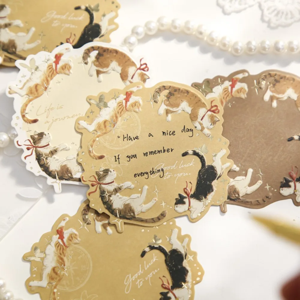 New Non-adhesive Sticky Notes 45 Sheets Hot Stamping Reminder Note Embossed Cat Themed Note Pads School