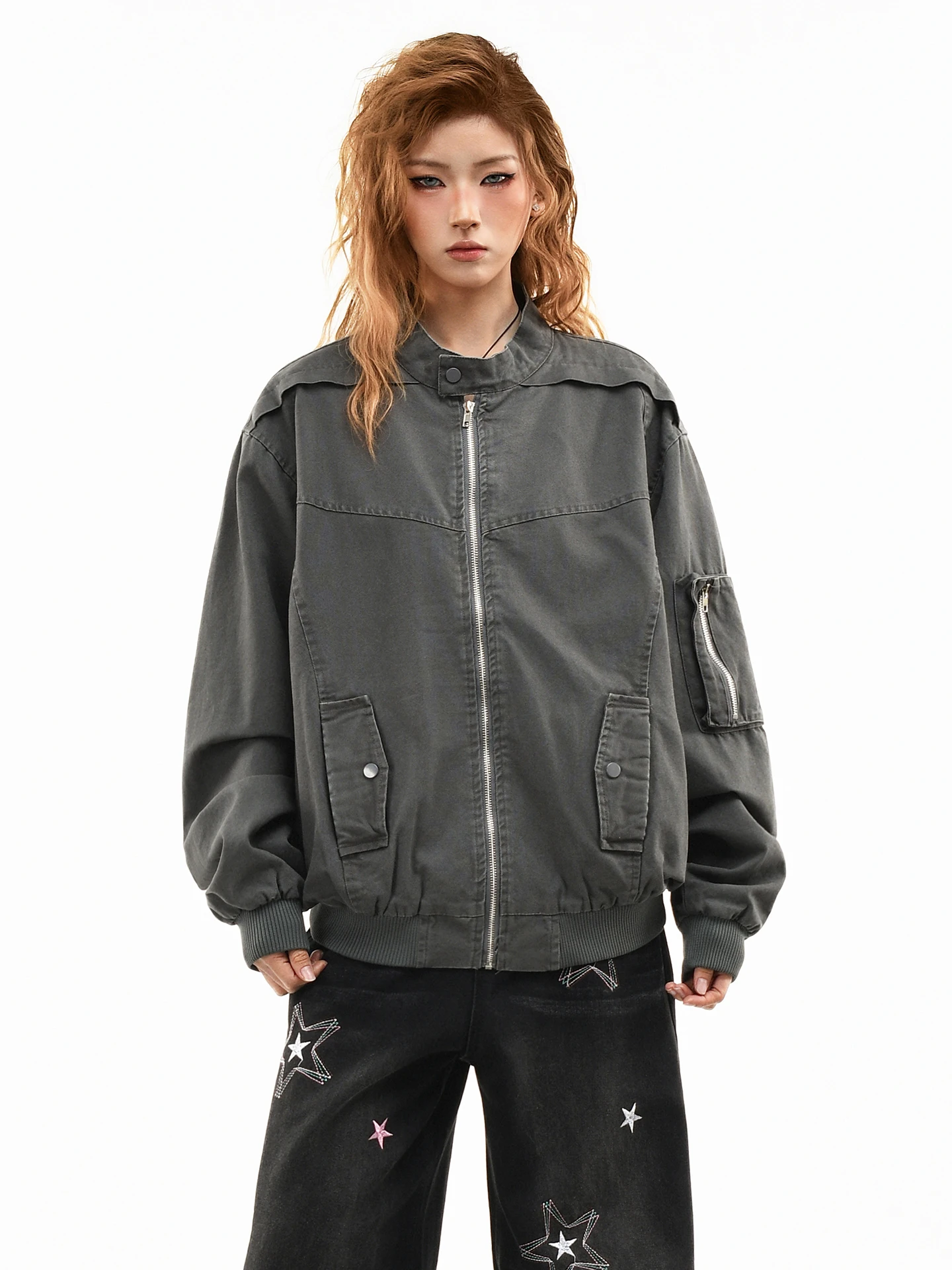 

Оригинальная американская рабочая куртка OV Sle Waed, свободного кроя, с воротником-стойкой, на молнии, декорированная, из хлопка, для мужчин.