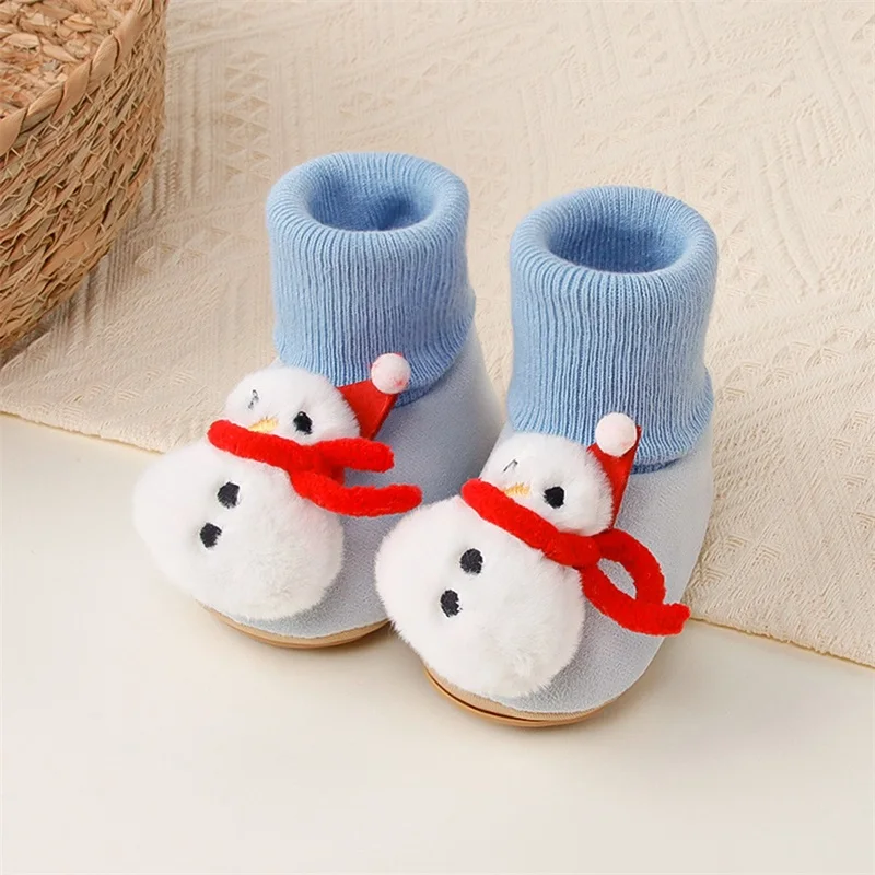 Calzini natalizi carini per bambini Scarpe peluche Babbo Natale/rina/pupazzo di neve/albero di Natale Scarpe da prima camminata con suola morbida antiscivolo