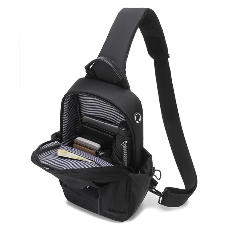 Men\'s Chest Bag Crossbody Sling Bag Small Handbag for Men Waterproof Shoulder Moto Biker Shoulder Bags Black New Fashion Bag