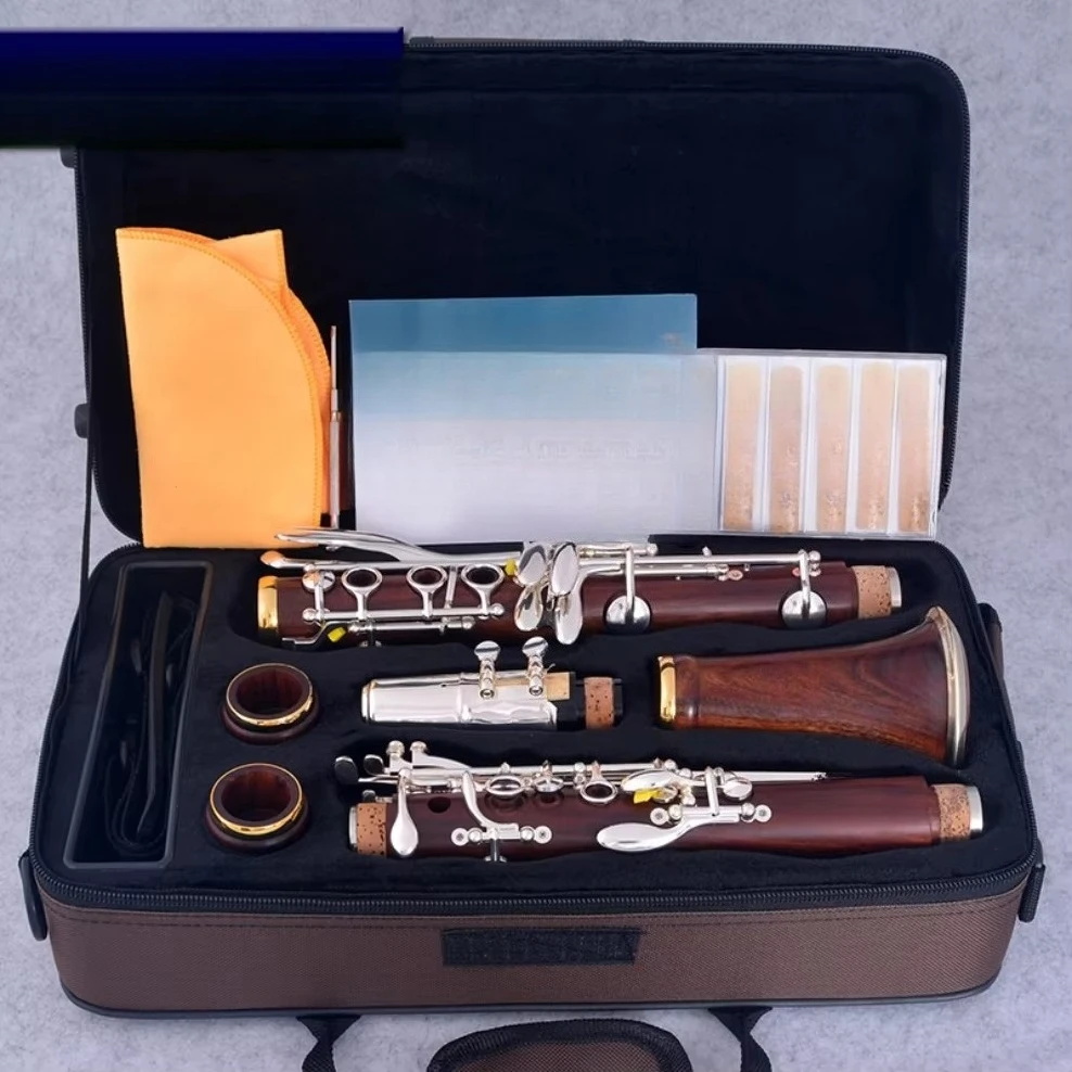 Professional Wind Instrument Clarinet  Bb Silver Plated 17 Keys Solid Wood Mopane Customizable Made China M19