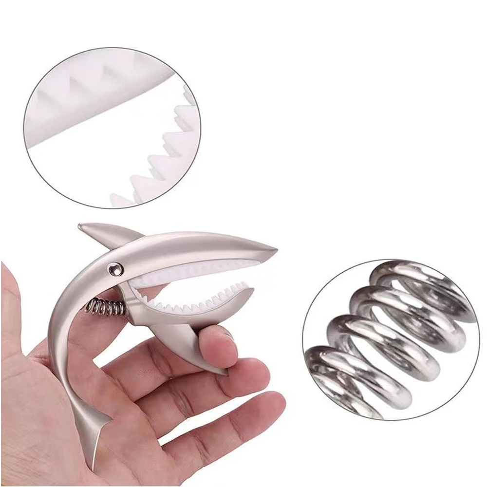 Metall Shark Gitarre Capo Klassische E-gitarre Capo Hohe Qualität Zink-legierung Schnell Ändern Clip Bass Brücke Gitarre Zubehör – Detail 4