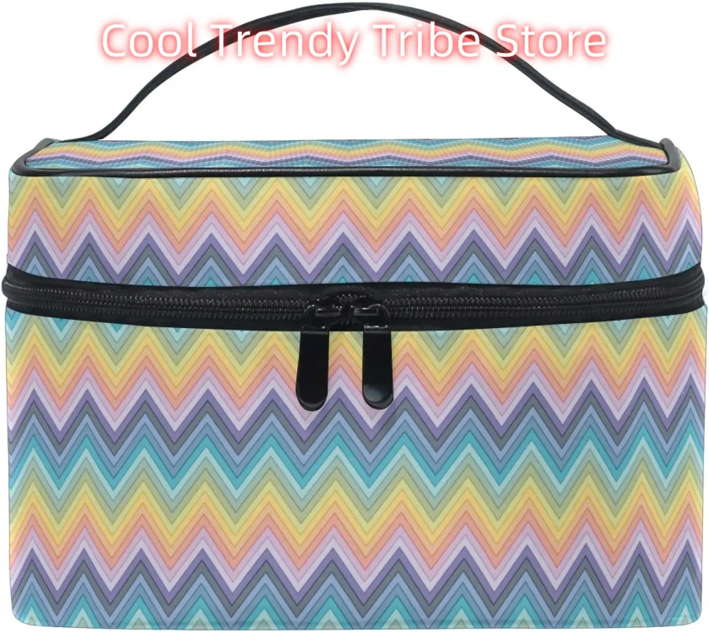 

Makeup Bag, Rainbow Zigzag Stripes Travel Makeup Organizer Bag Cosmetic Cases Toiletry Bags for Girl Women Ladies