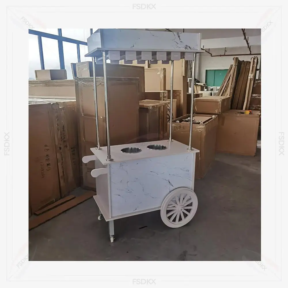 2025 Hot Sale Custom PVC Champagne Cart Party Wedding Event Supplies Flower Candy Champagne Cart with Wheels