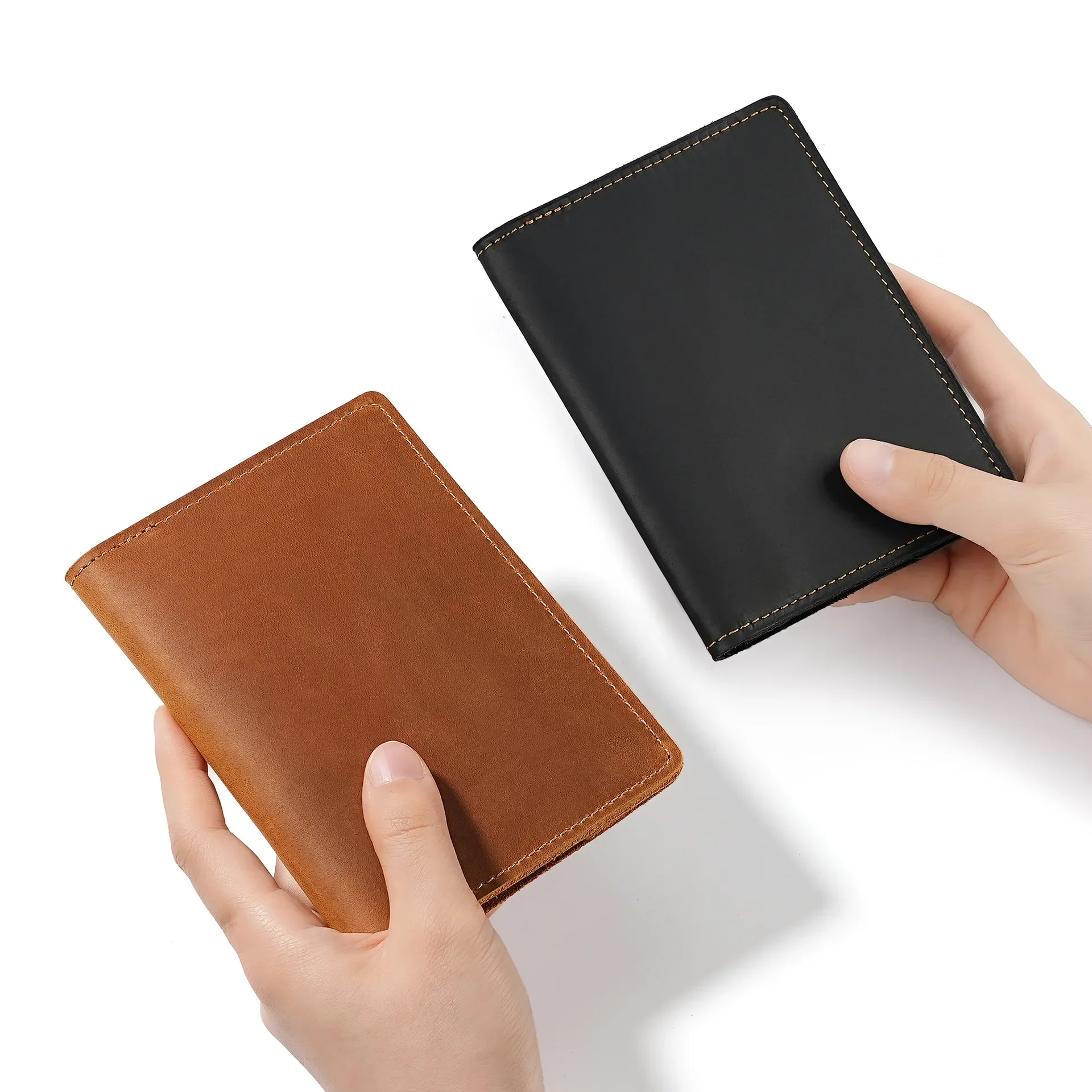 للجنسين جلد طبيعي غطاء جواز سفر للرجال خمر جلد البقر النساء حامل بطاقة الائتمان محفظة سفر 6 ألوان