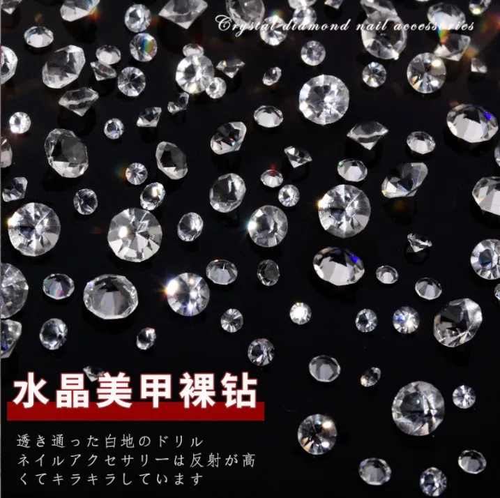 Mixed Size Clear Crystal Diamond Nail Display Decoration Big Clear Pointed Bottom Rhinestone For Take Manicure Accessories