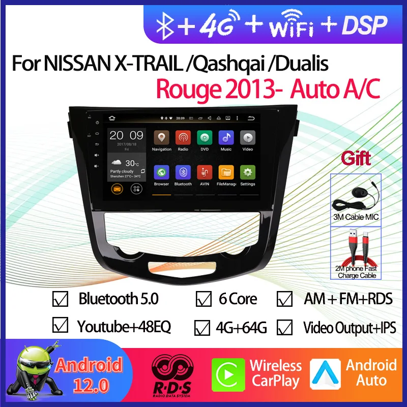 Android Car Radio Stereo GPS Navigation For NISSAN X-TRAIL/Qashqai/Dualis/Rouge 2013- Auto A/C Multimedia DVD Player