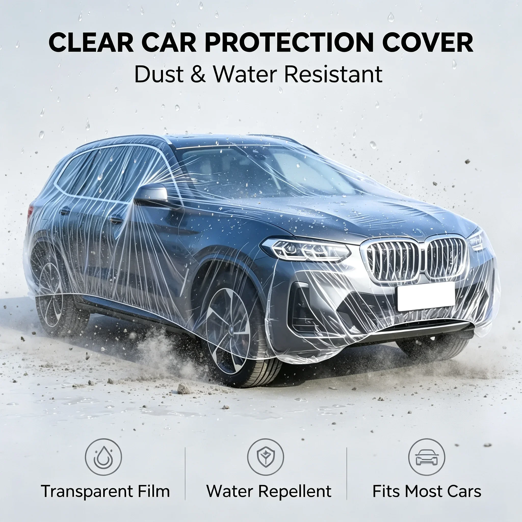 Rain Proof, Sun Proof, Sun Shading, Transparent Disposable Car Clothes, Full Car Cover, SUV Dust Cover, Invisible Rain Cover