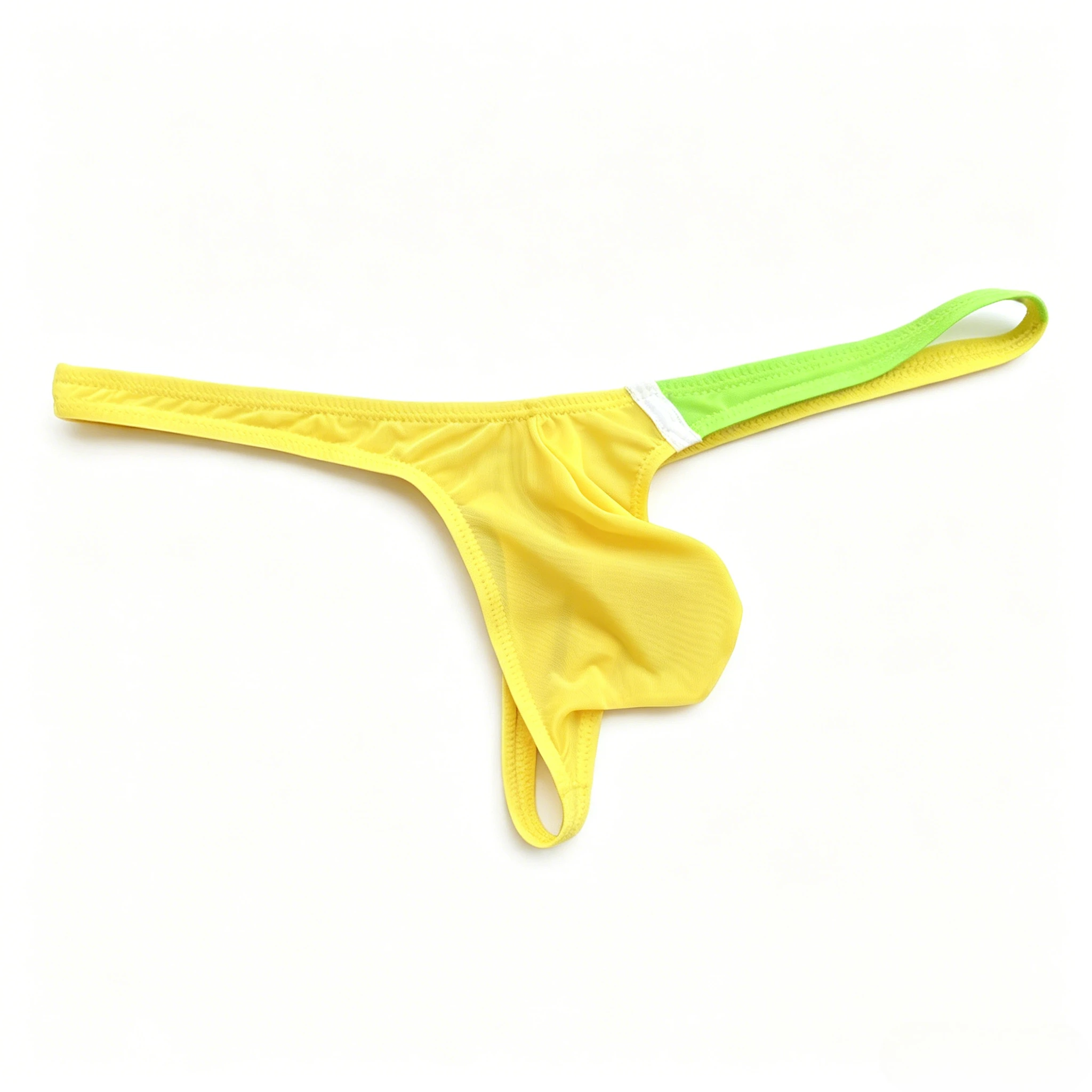 New Arrival Men's Ice Silk Thong Low-rise Color Block Semi-sheer Sexy Underwear Q001
