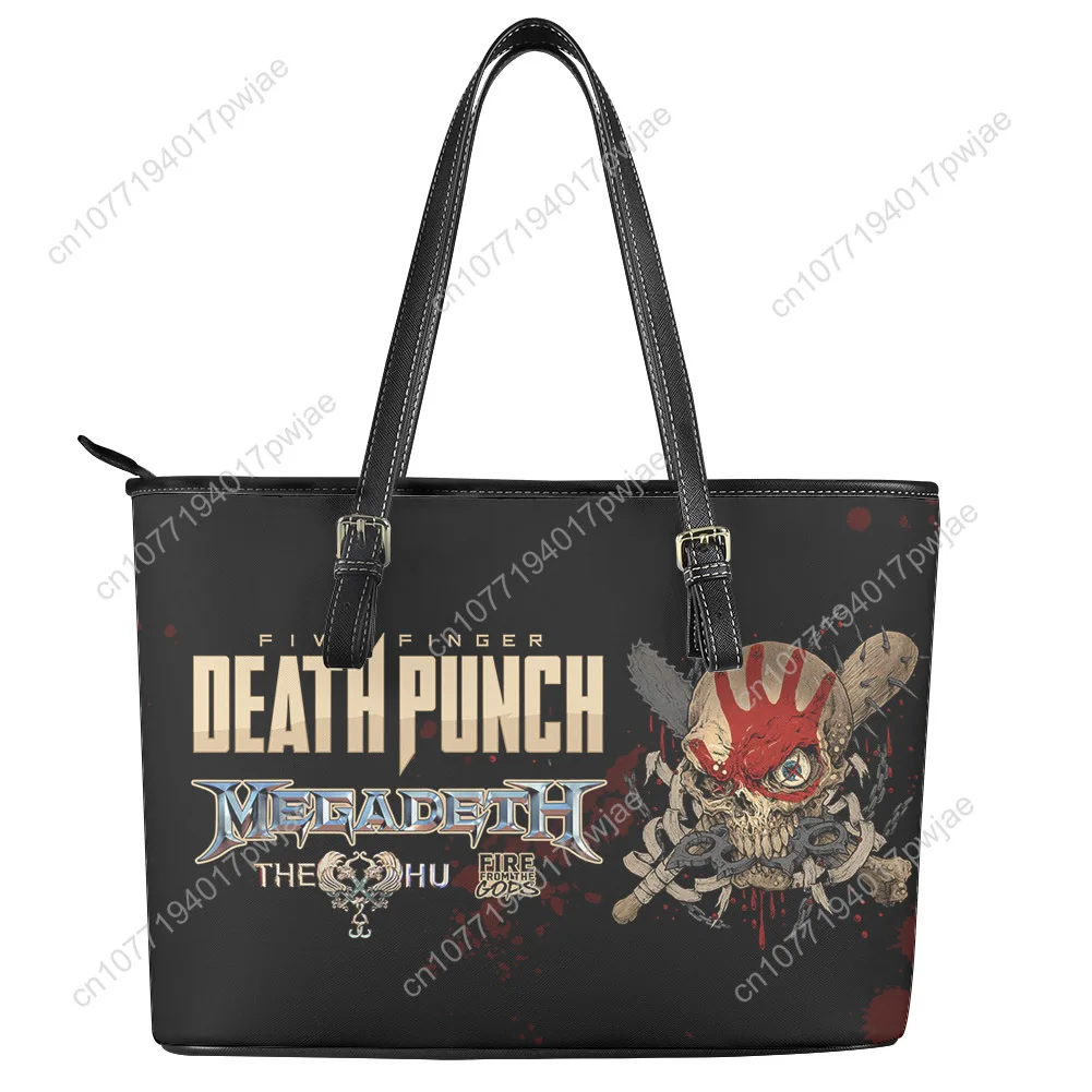 

Five Finger Death Punch Band Custom Handbag Womens Men Personalized Tote Bag Shoulder Bag Business Leather Purse Travel Bag Gift