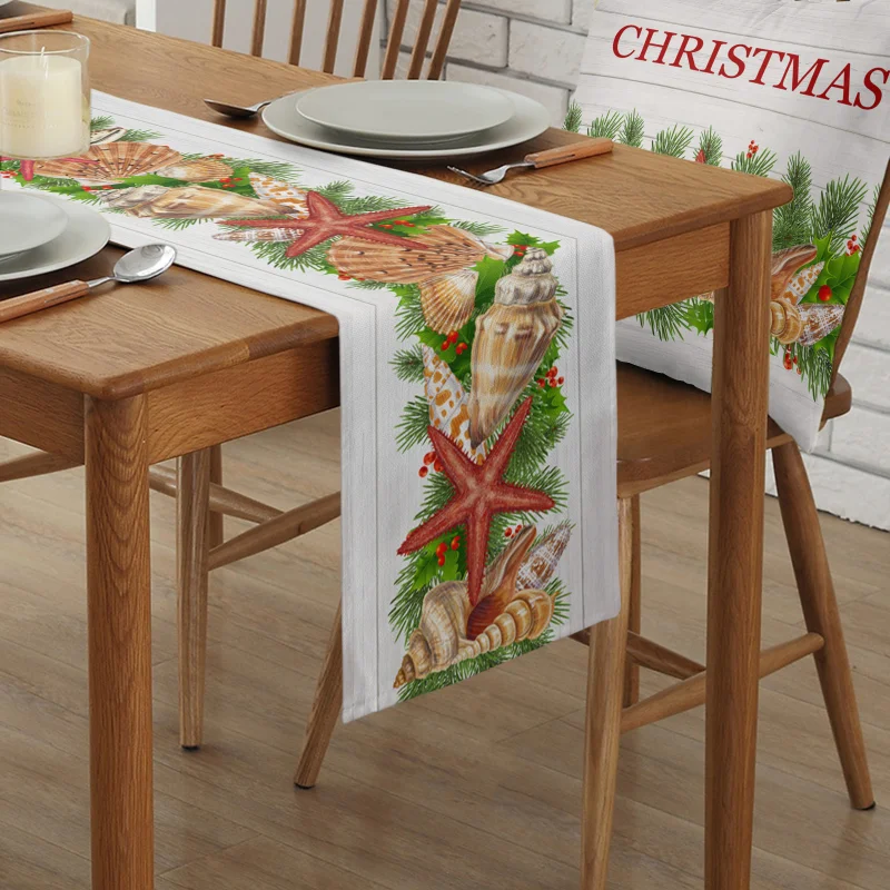 Christmas Vintage Wood Grain Pine Table Flag Wedding Banquet  Decoration   Home Decor Coffee Kitchen