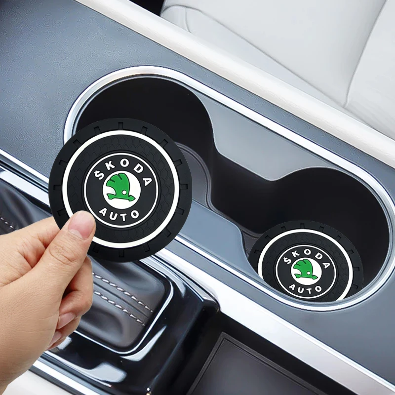 1pc Car Coaster For Skoda Water Cup Bottle Holder Mat Anti-Slip Pad Decora Octavia RAPID Superb Fabia BMW E46 KIA Saab Hyundai