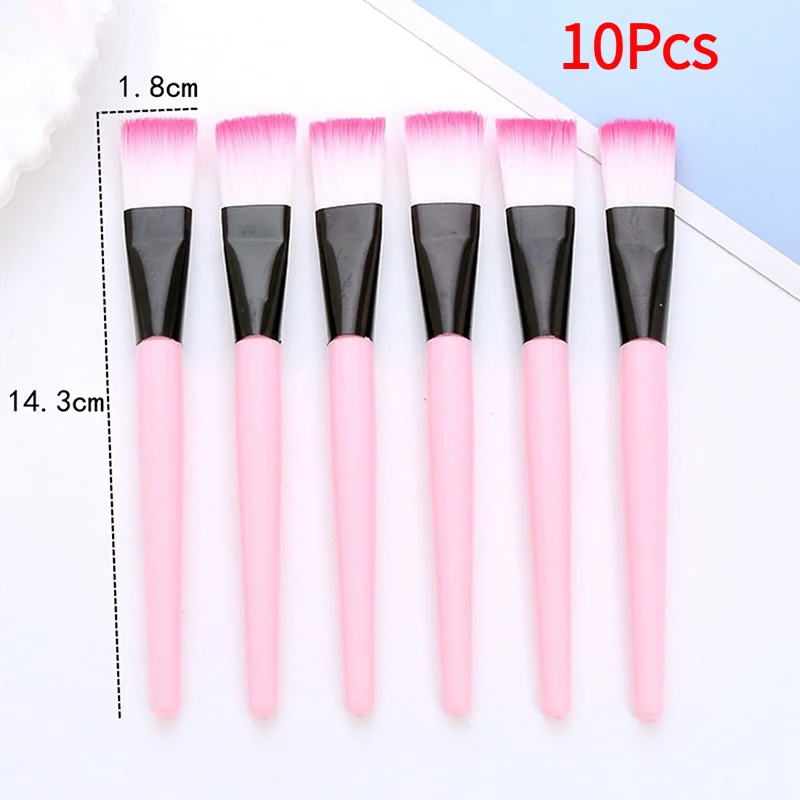 10Pcs Facial Mask Brush Makeup Brushes Eyes Face Skin Care Masks Applicator Cosmetics Mask Brush Tools Pink Handle.