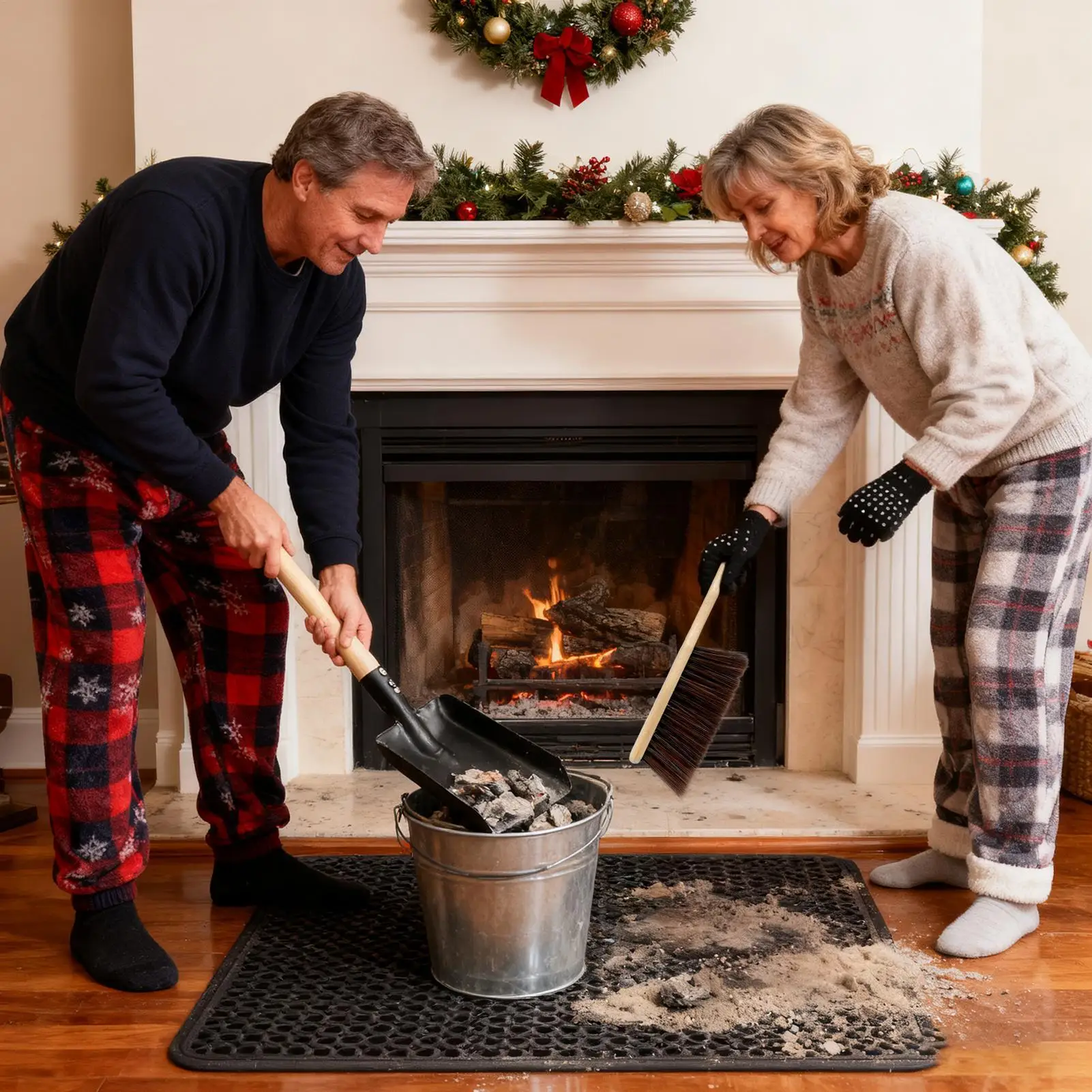 

Fireplace Cleaning Kit Wooden Handle Heavy Duty Metal Wood Stove Fire Pit Shovel And Brush For Dust Sweeping Maintenance Outdoor