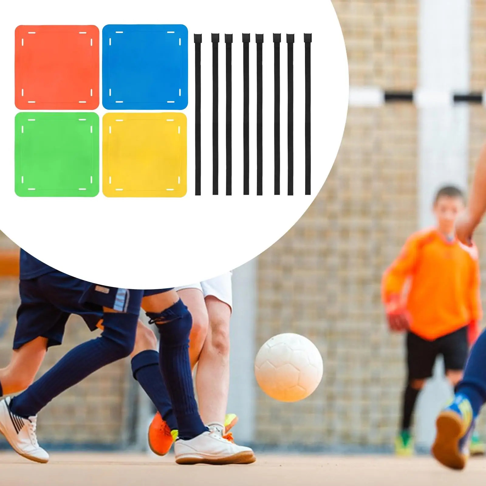 Bersaglio per porta da calcio da 4 pezzi con cinghie lunghe regolabili, miglioramento della precisione, attrezzatura da allenamento per calcio premium