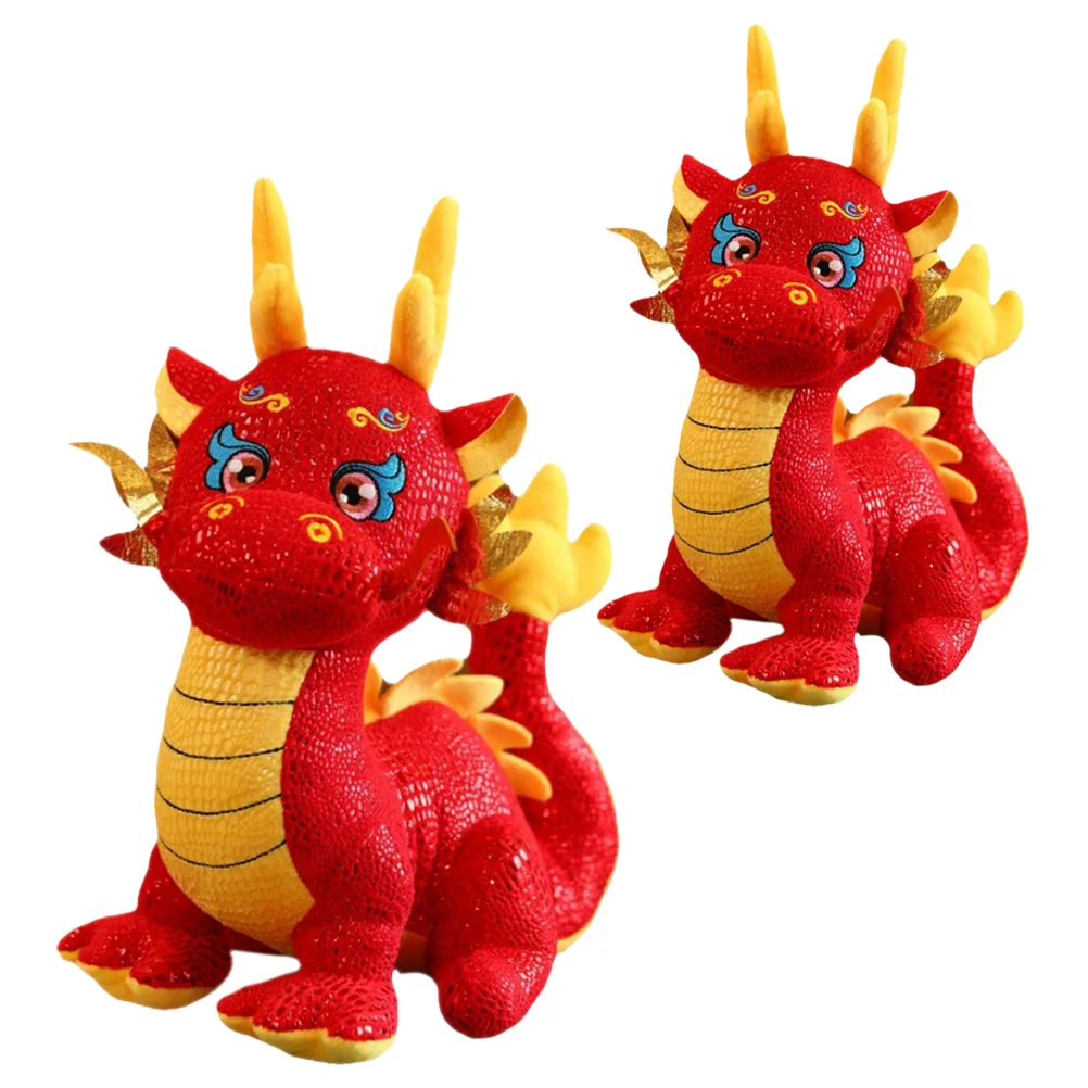 2 Pcs Dragon Kids Stuffed Toy Kawaii Animals Lovely Chinese New Year Mascot Plush Baby Toys