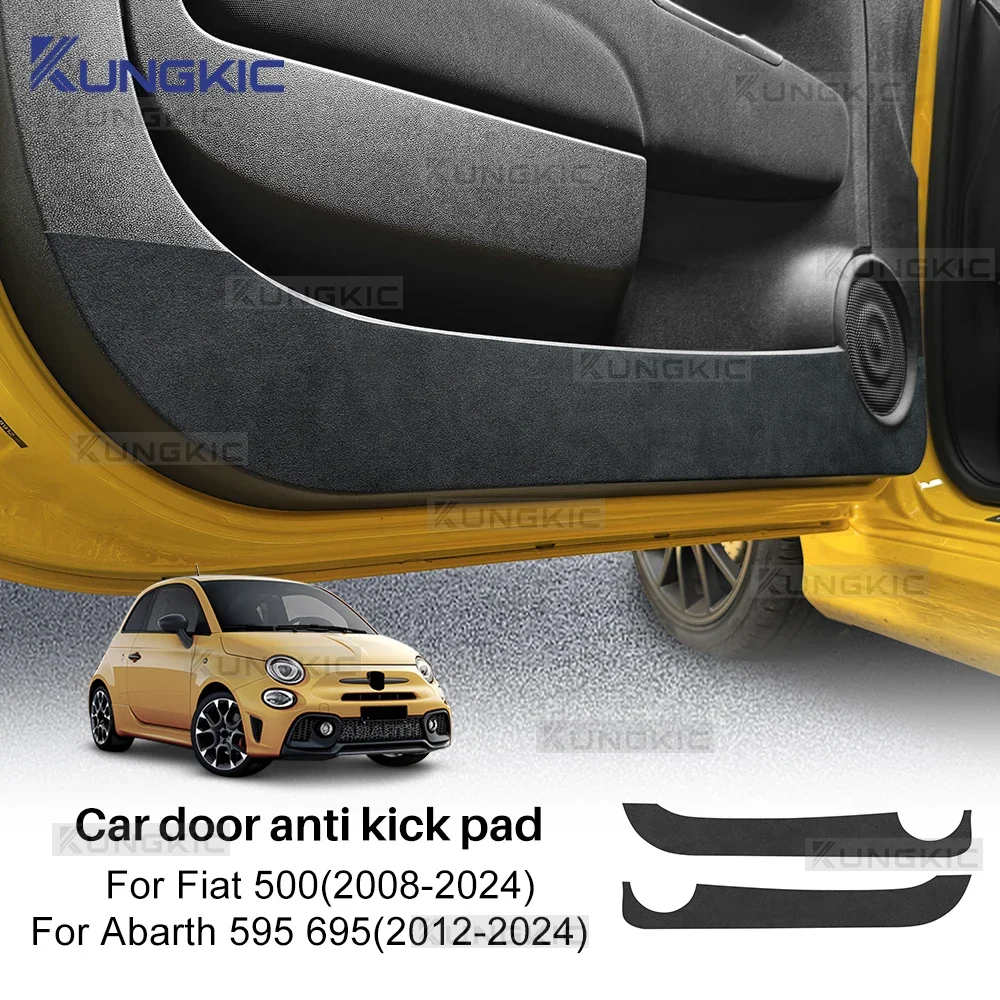Door Anti-kick Pad For Fiat 500/500C 2008-2024/ 500E 2012-2019/ Abarth 595 695 2012-2024 LHD RHD Car Carbon Mat Trim Accessories
