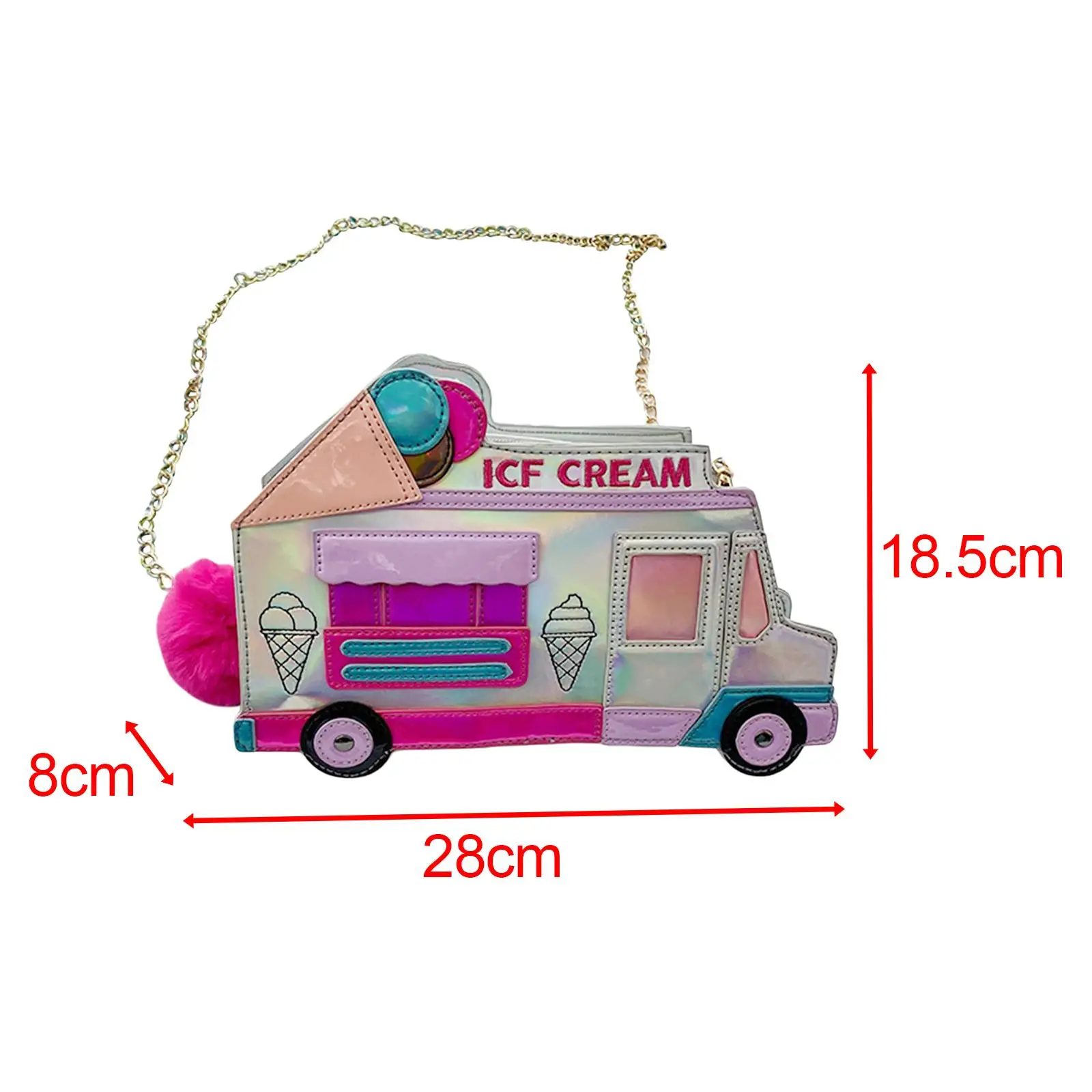 Cute Ice Cream Car Shape Shoulder Bag Handbag Satchels Dazzling Color Chain Bags