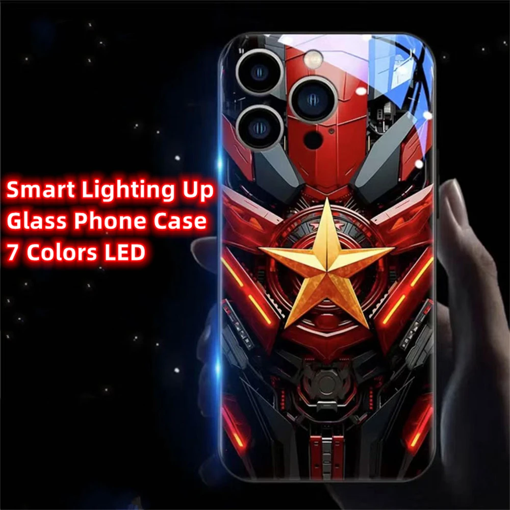 Five Star Battle Armor Sound Control LED Flash Case Luminous Cover For Samsung S24 S23 S22 S21 S20 FE Note 10 20 Plus Ultra A54