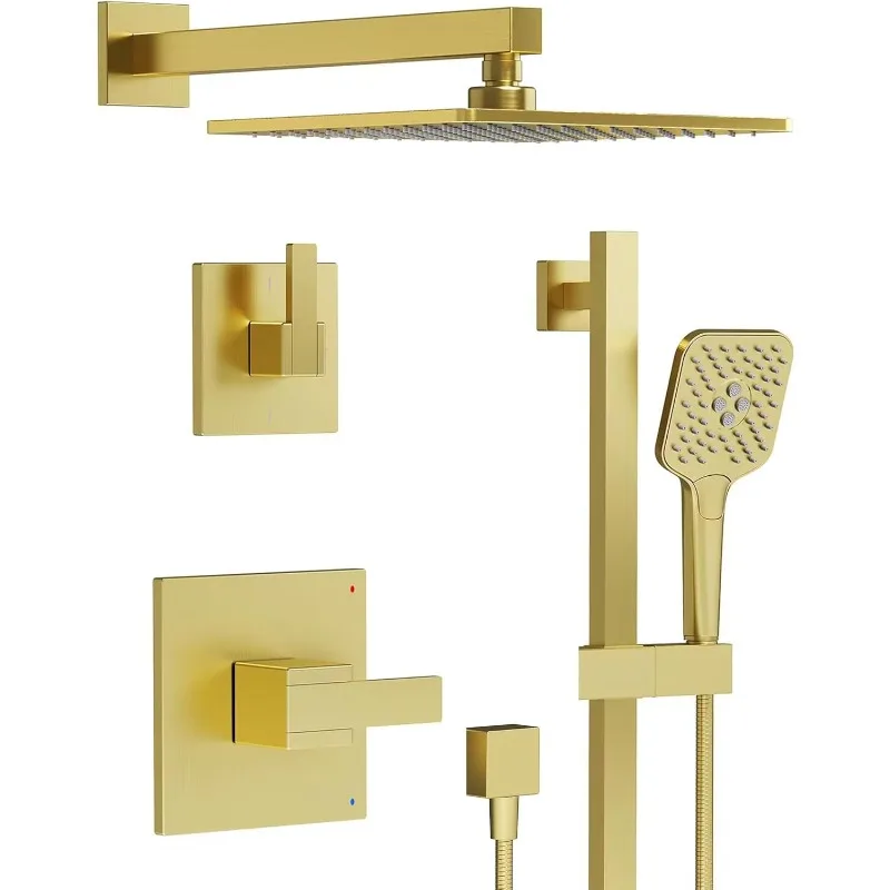 

Shower System with Slide Bar, Shower Faucet Set with 10-Inch Head, Rain Heads with Handheld Spray Combo Set