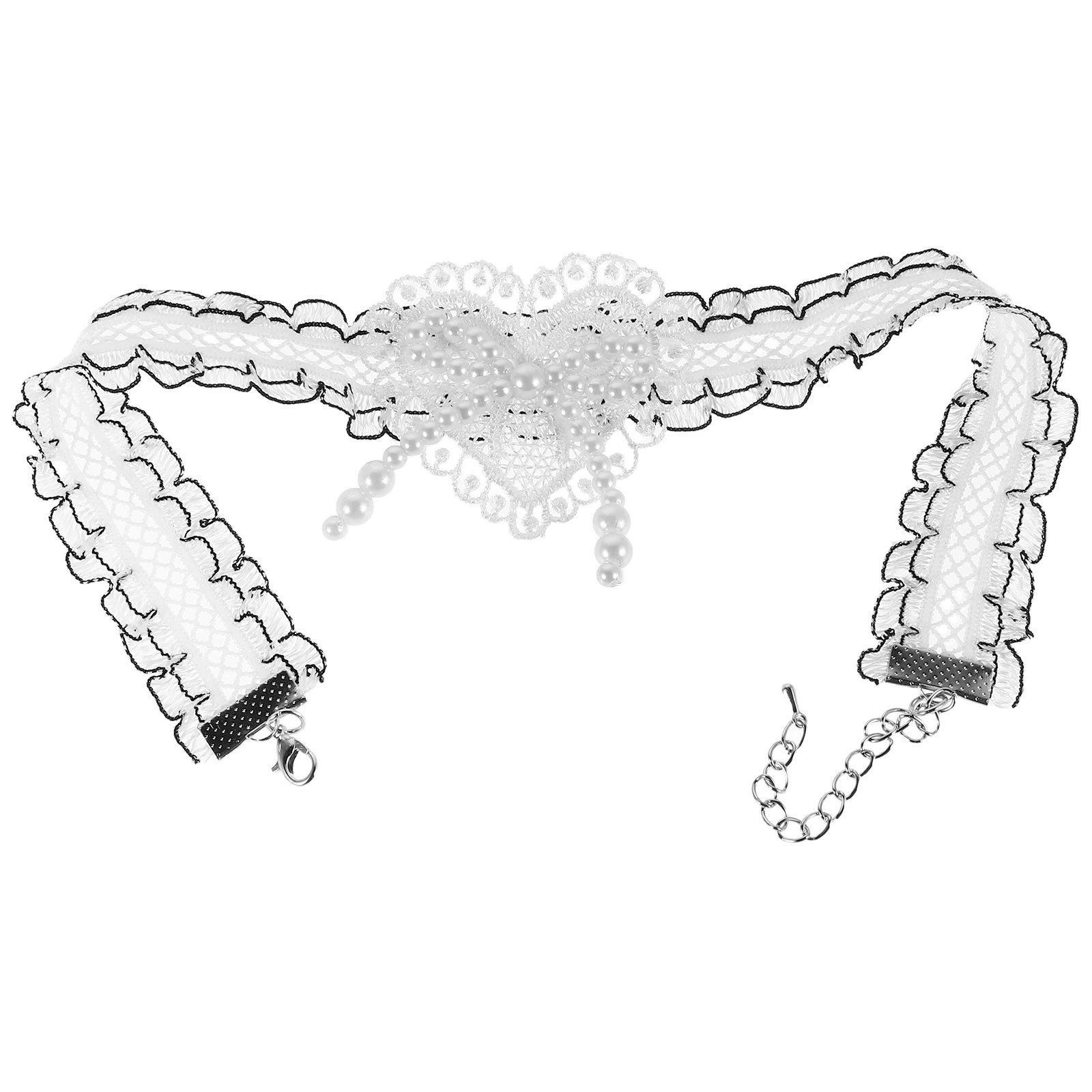 

Pearl Bow Necklace Faux Decoration Choker Gothic Heart-shaped Girls Collar for Women Bowknot Vintage Necklaces