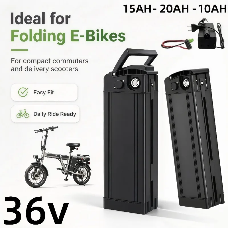 Silverfish 36V Folding Ebike Replacement Battery 15Ah 20Ah 21700 Lithium Ion Pack Built-in Safety BMS