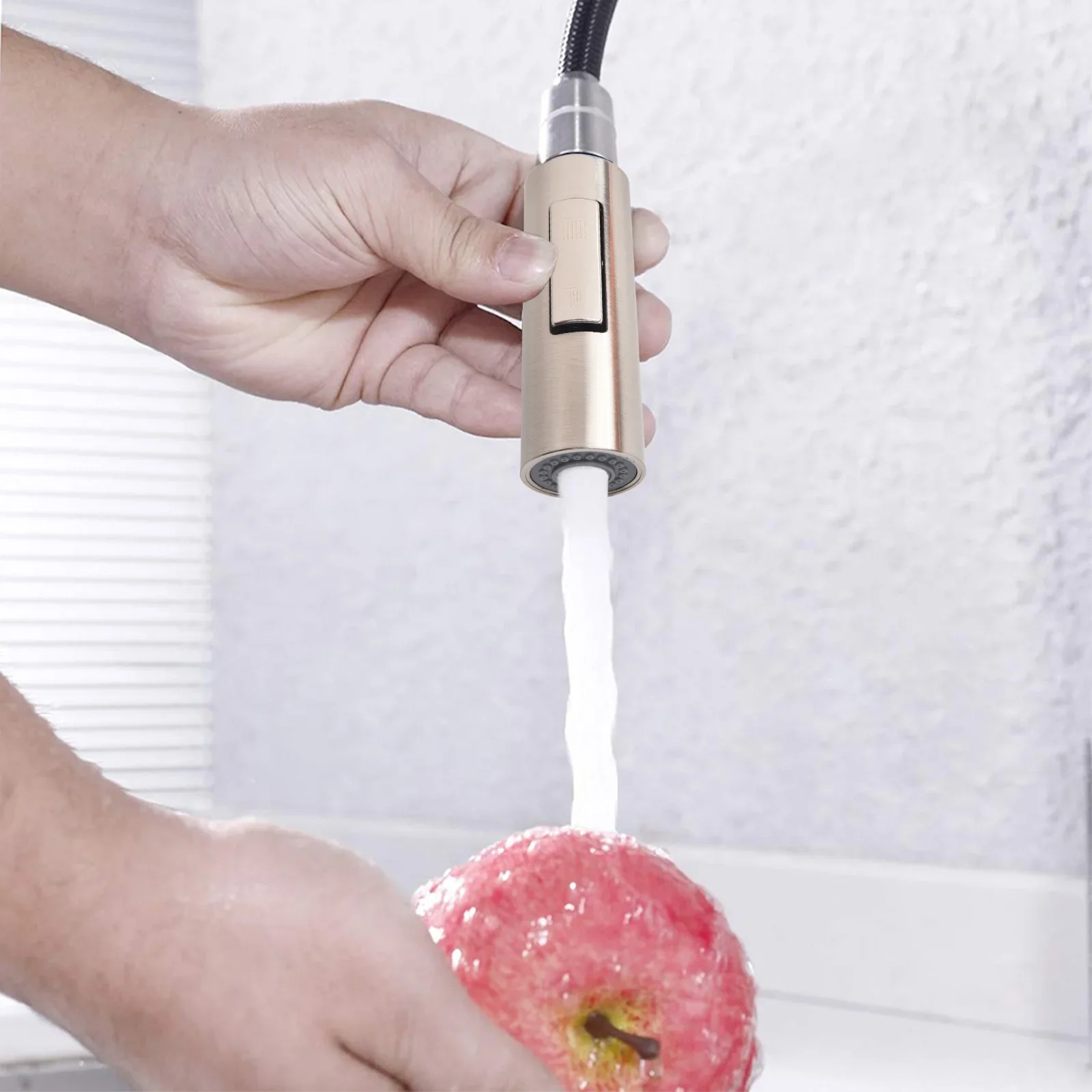 Kitchen Pull Out Shower Head Replacement for Standard G1/2 Male Hose Dual Spray Mode Centralized and Injection Pattern