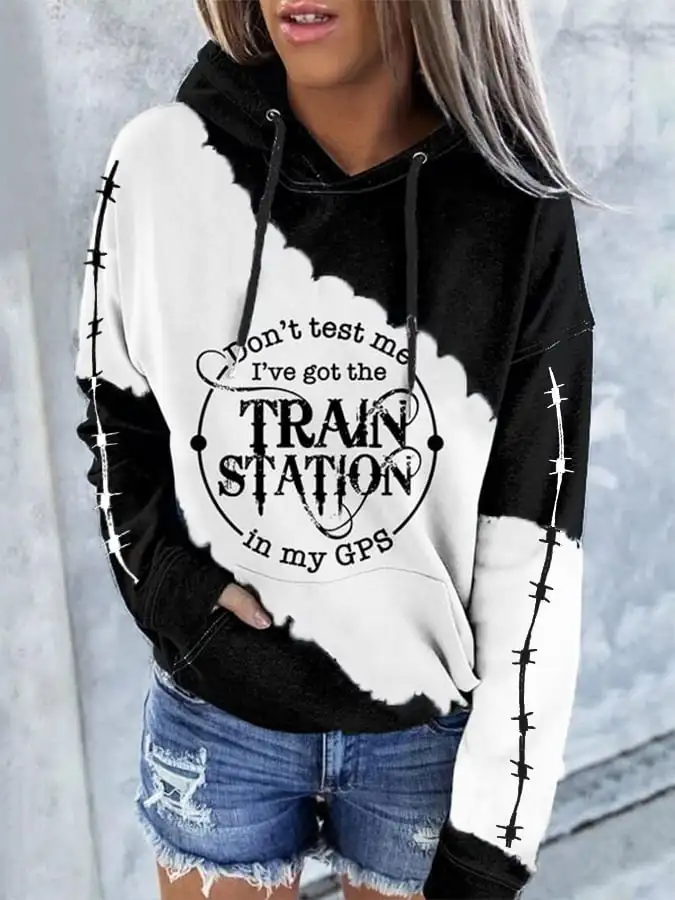 Women's Retro Western Print Hooded Sweatshirt