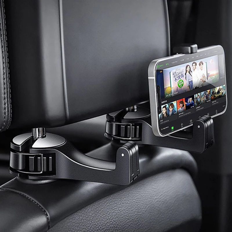 2 in 1 Universal Car Bracket Hook Multifunctional Hidden Seat Back Hanger Storage Hook Phone Holder Auto Fastener Clip