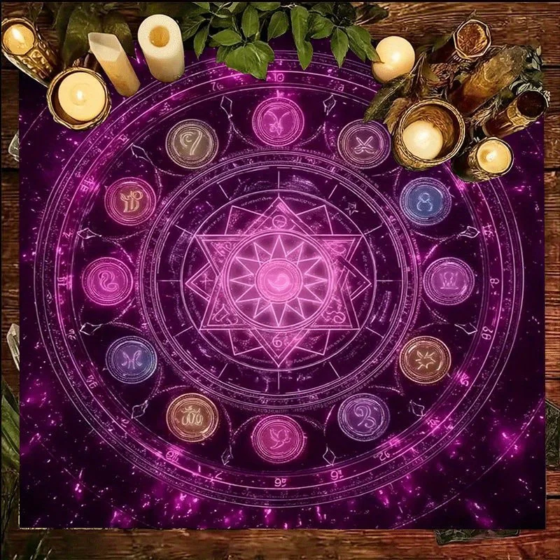 Mystic Astrology Zodiac Wheel Tarot Constellation Tablecloth Decoration for Witchy Boho Home Decor