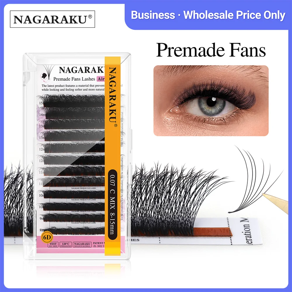 NAGARAKU Extensions de cils pré-faits à base pointue Mega Volume 1200 bouquets 1